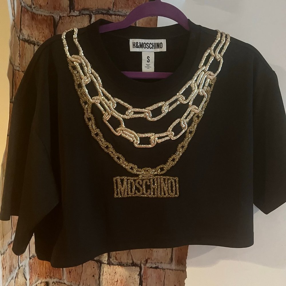 Limited Edition Moschino X H&M Beaded Embellished Chain Cropped Shirt